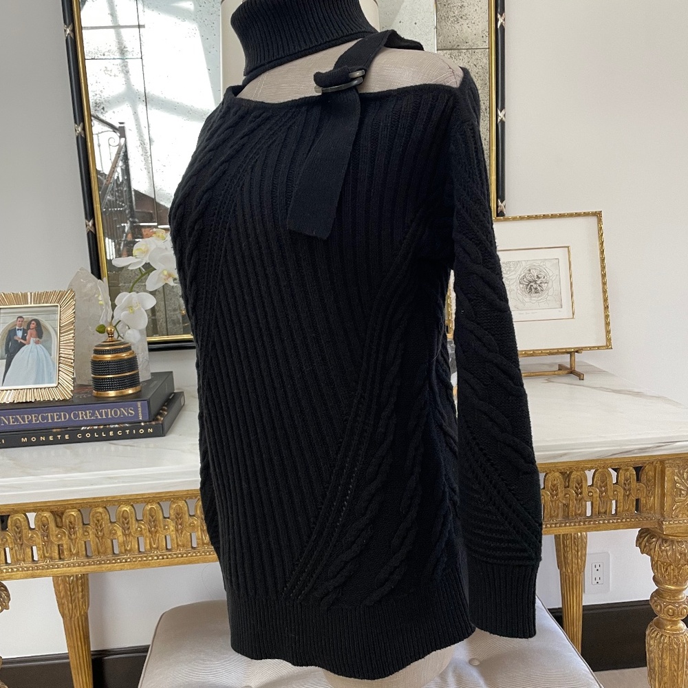 Jonathan Simkhai Turtle Neck Asymmetric Sweater Black size XS - Picture 5 of 9